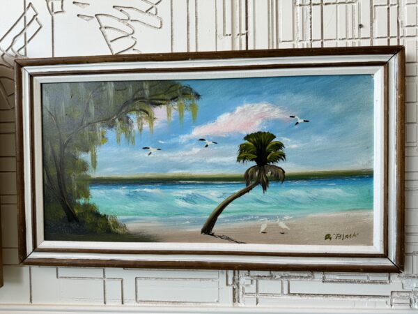 Al Black Beach Triptych Painting Horizontal Close Up