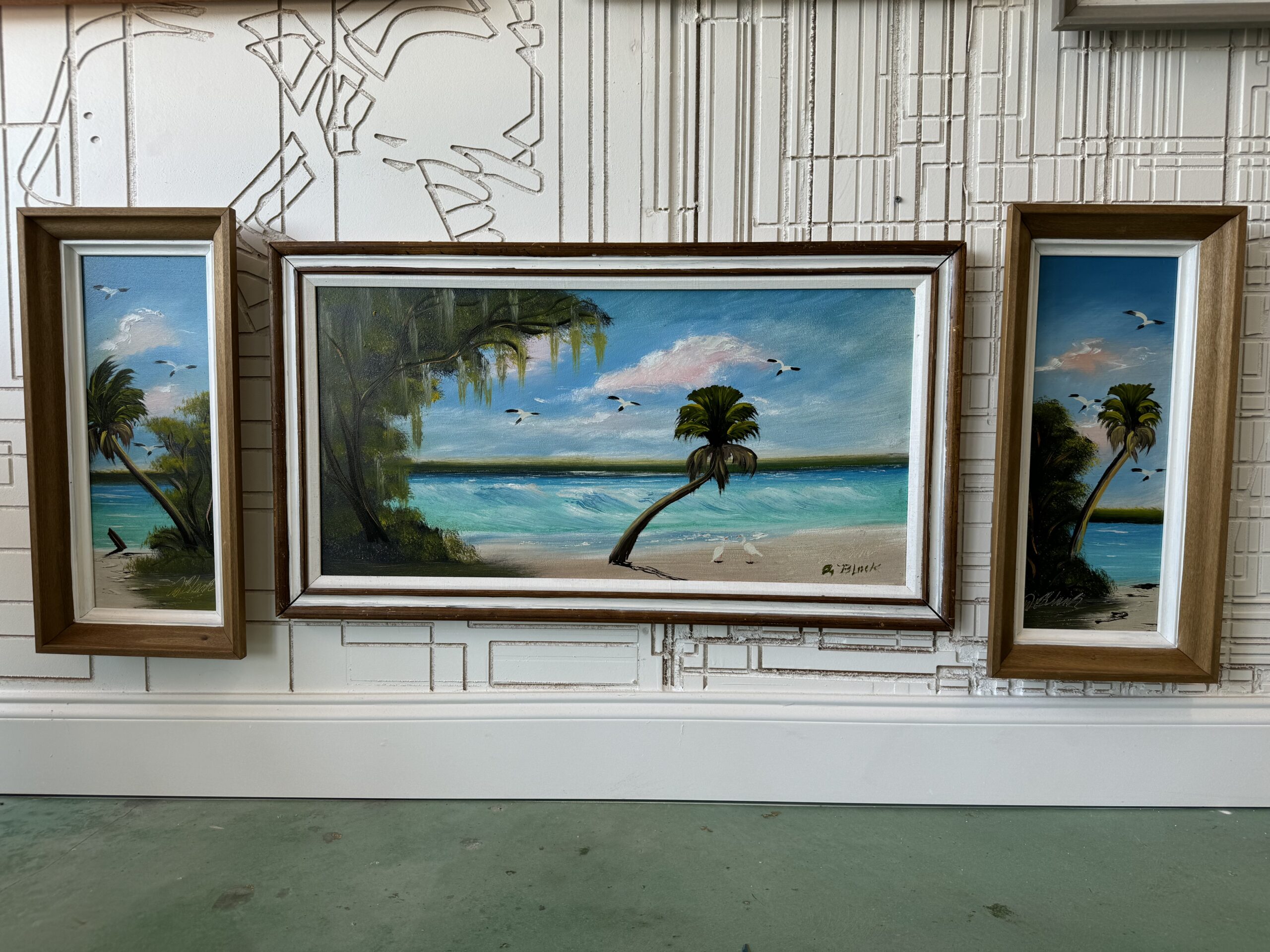 Al Black Beach Triptych Painting