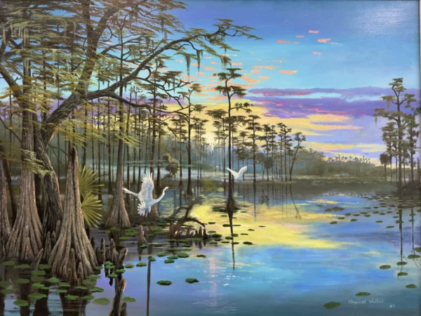 Charles Walker Cypress Sanctuary Painting Close Up