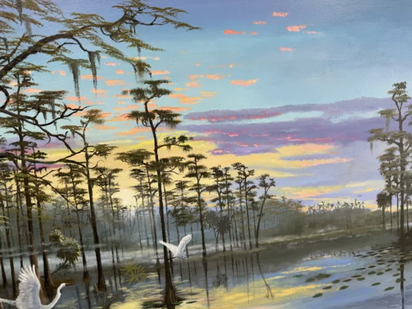 Charles Walker Cypress Sanctuary Painting Sky Close Up