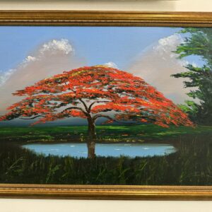 Red Tree on the Lake by Isaac Knight Painting Auction