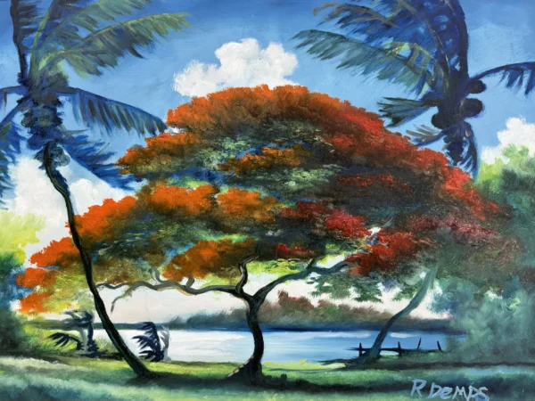 Rodney Demps Dream Poinciana Painting Close Up