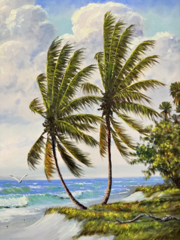 Roy McLendon Sharp Palms Canvas Painting Close Up