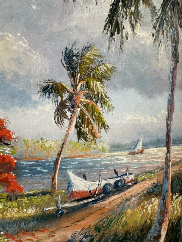 Sam Newton Poinciana House on the Water Painting Palm Close Up